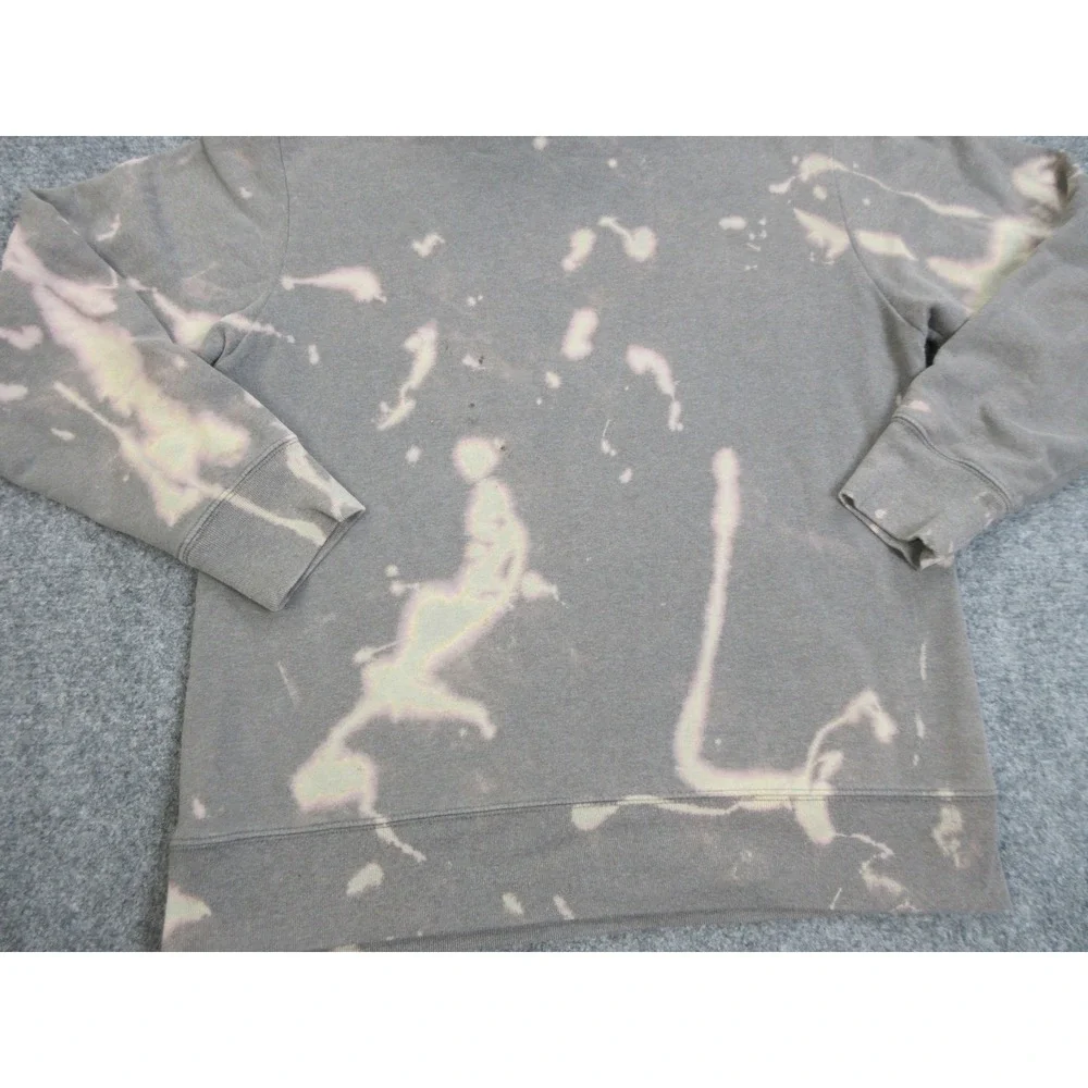 The North Face Hoodie Mens Medium Gray Bleach Dye Fleece Pullover Sweatshirt